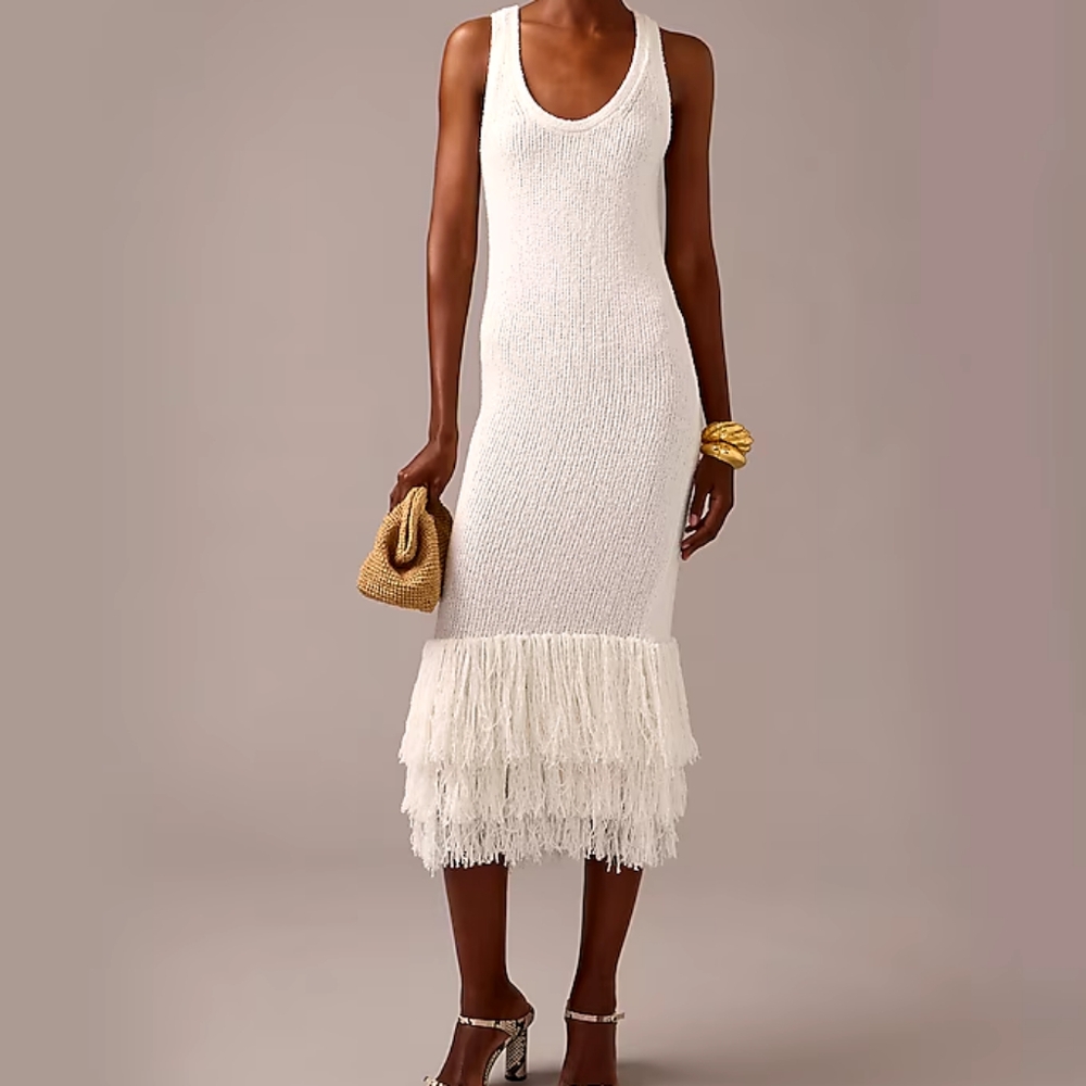 💙SOLD💙Fringe-trim Sweater-dress